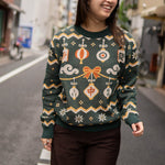 Load image into Gallery viewer, Mahjong Ornament Knit Sweater - Ni De Mama Chinese-Inspired Clothing | Maroon , XS
