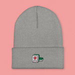 Load image into Gallery viewer, Mahjong 紅中 (Red Dragon) Embroidered Beanie - Ni De Mama Chinese-Inspired Clothing | Heather Grey ,
