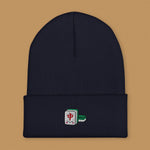 Load image into Gallery viewer, Mahjong 紅中 (Red Dragon) Embroidered Beanie - Ni De Mama Chinese-Inspired Clothing | Navy Blue ,
