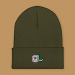 Load image into Gallery viewer, Mahjong 紅中 (Red Dragon) Embroidered Beanie - Ni De Mama Chinese-Inspired Clothing | Olive Green ,

