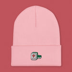 Load image into Gallery viewer, Mahjong 紅中 (Red Dragon) Embroidered Beanie - Ni De Mama Chinese-Inspired Clothing | Soft Pink ,
