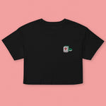 Load image into Gallery viewer, Mahjong 紅中 (Red Dragon) Embroidered Crop T-Shirt - Ni De Mama Chinese-Inspired Clothing | Black , XS
