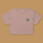 Load image into Gallery viewer, Mahjong 紅中 (Red Dragon) Embroidered Crop T-Shirt - Ni De Mama Chinese-Inspired Clothing | Dusty Mauve , XS
