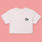 Load image into Gallery viewer, Mahjong 紅中 (Red Dragon) Embroidered Crop T-Shirt - Ni De Mama Chinese-Inspired Clothing | Soft Orchid , XS
