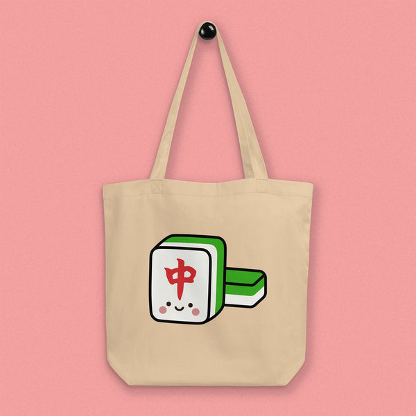 Mahjong 紅中 (Red Dragon) Tote Bag - Ni De Mama Chinese-Inspired Clothing | Canvas ,