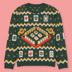 Load image into Gallery viewer, Mahjong Table Knit Sweater - Ni De Mama Chinese-Inspired Clothing | Forest Green , XS
