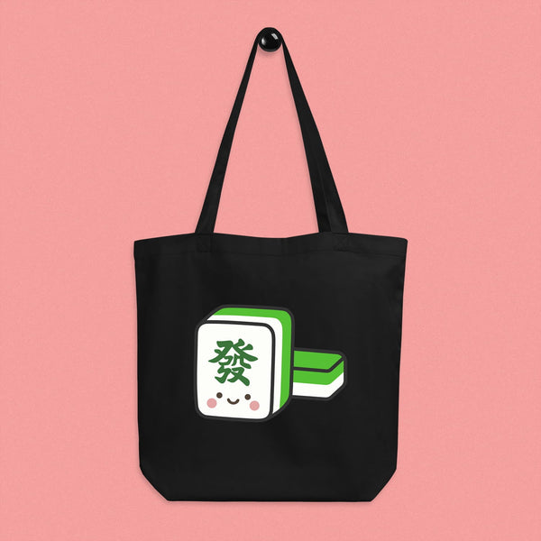 Mahjong 發 Tote Bag - Ni De Mama Chinese - Inspired Clothing | Black ,