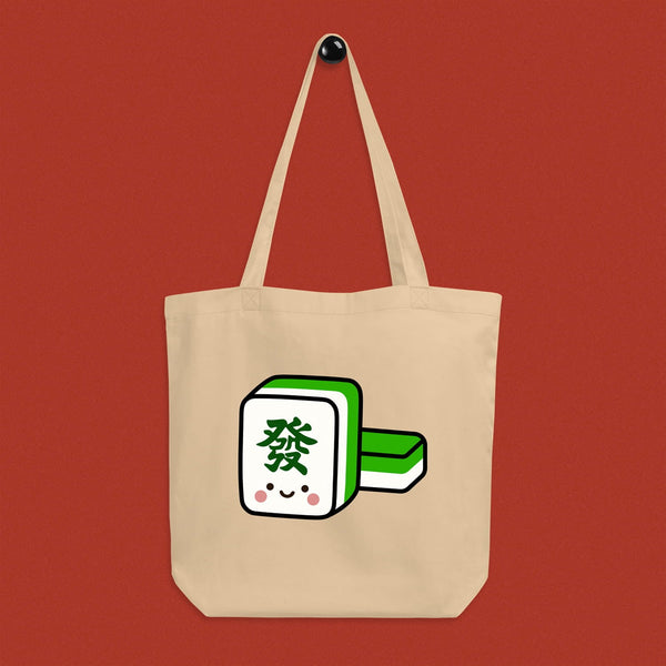 Mahjong 發 Tote Bag - Ni De Mama Chinese - Inspired Clothing | Canvas ,