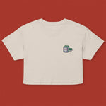 Load image into Gallery viewer, Mahjong 白板 (White Dragon) Embroidered Crop T-Shirt - Ni De Mama Chinese-Inspired Clothing | Cream , XS
