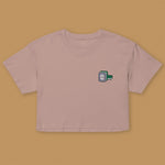 Load image into Gallery viewer, Mahjong 白板 (White Dragon) Embroidered Crop T-Shirt - Ni De Mama Chinese-Inspired Clothing | Dusty Mauve , XS
