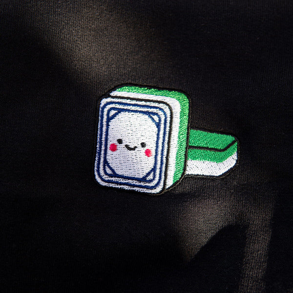 Mahjong 白板 (White Dragon) Embroidered Hoodie - Ni De Mama Chinese-Inspired Clothing | Soft Cream , S