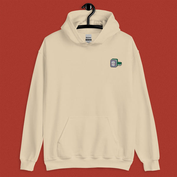 Mahjong 白板 (White Dragon) Embroidered Hoodie - Ni De Mama Chinese-Inspired Clothing | Soft Cream , S