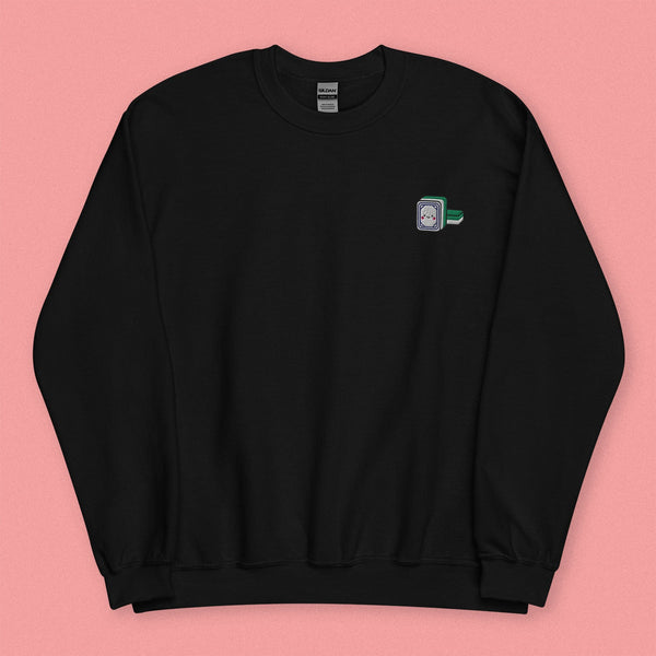 Mahjong 白板 (White Dragon) Embroidered Sweatshirt - Ni De Mama Chinese-Inspired Clothing | Black , S