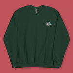 Load image into Gallery viewer, Mahjong 白板 (White Dragon) Embroidered Sweatshirt - Ni De Mama Chinese-Inspired Clothing | Forest Green , S
