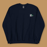 Load image into Gallery viewer, Mahjong 白板 (White Dragon) Embroidered Sweatshirt - Ni De Mama Chinese-Inspired Clothing | Navy Blue , S
