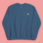 Load image into Gallery viewer, Mahjong 白板 (White Dragon) Embroidered Sweatshirt - Ni De Mama Chinese-Inspired Clothing | Steel Blue , S
