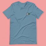 Load image into Gallery viewer, Mahjong 白板 (White Dragon) Embroidered T-Shirt - Ni De Mama Chinese-Inspired Clothing | Steel Blue , XS
