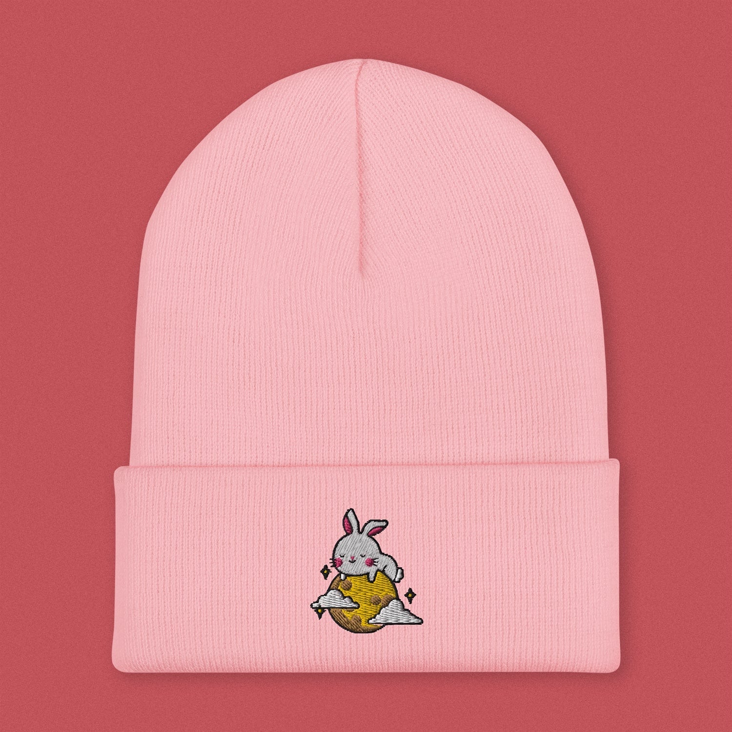 Moon Rabbit Embroidered Beanie - Ni De Mama Chinese Clothing