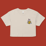 Load image into Gallery viewer, Moon Rabbit Embroidered Crop T-Shirt - Ni De Mama Chinese - Inspired Clothing | Cream , XS
