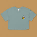 Load image into Gallery viewer, Moon Rabbit Embroidered Crop T-Shirt - Ni De Mama Chinese - Inspired Clothing | Teal , XS
