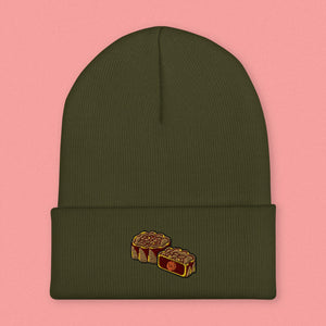 Mooncake Embroidered Beanie - Ni De Mama Chinese - Inspired Clothing | Olive Green ,