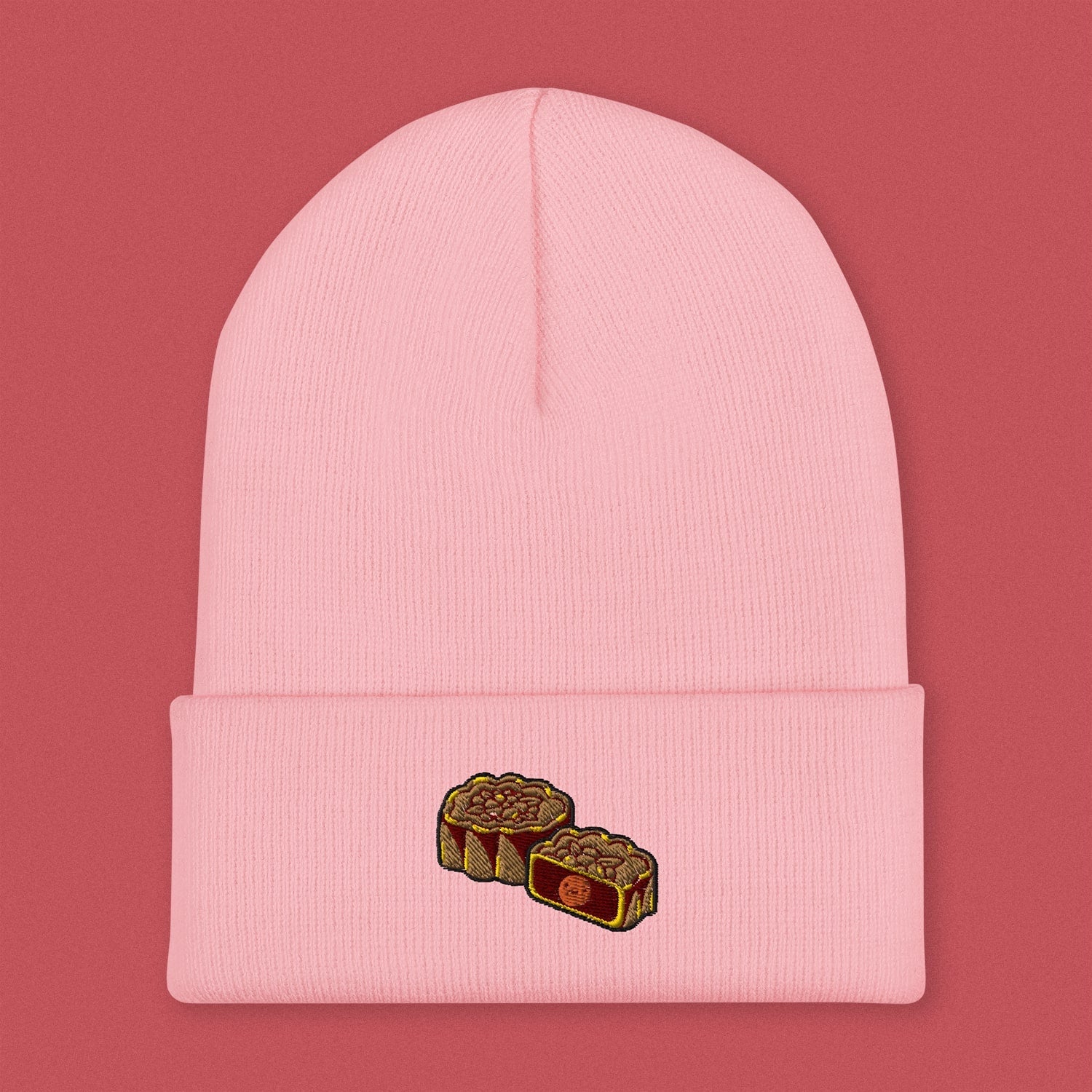 Mooncake Embroidered Beanie - Ni De Mama Chinese - Inspired Clothing | Soft Pink ,