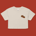 Load image into Gallery viewer, Mooncake Embroidered Crop T-Shirt - Ni De Mama Chinese - Inspired Clothing | Cream , XS
