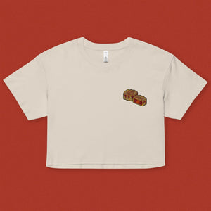 Mooncake Embroidered Crop T-Shirt - Ni De Mama Chinese - Inspired Clothing | Cream , XS