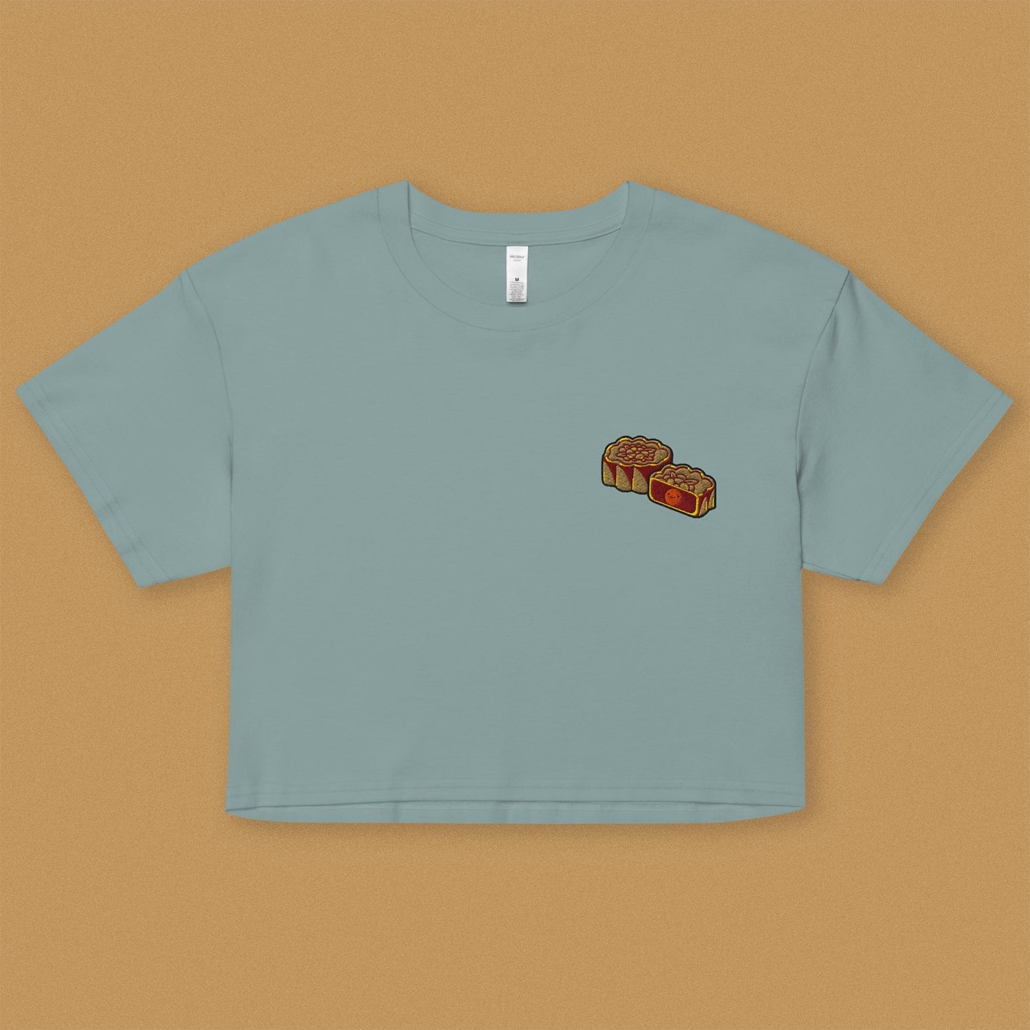 Mooncake Embroidered Crop T-Shirt - Ni De Mama Chinese - Inspired Clothing | Teal , XS