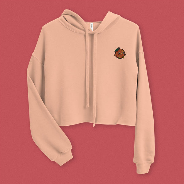 Orange Chicken Embroidered Crop Hoodie - Ni De Mama Chinese Clothing