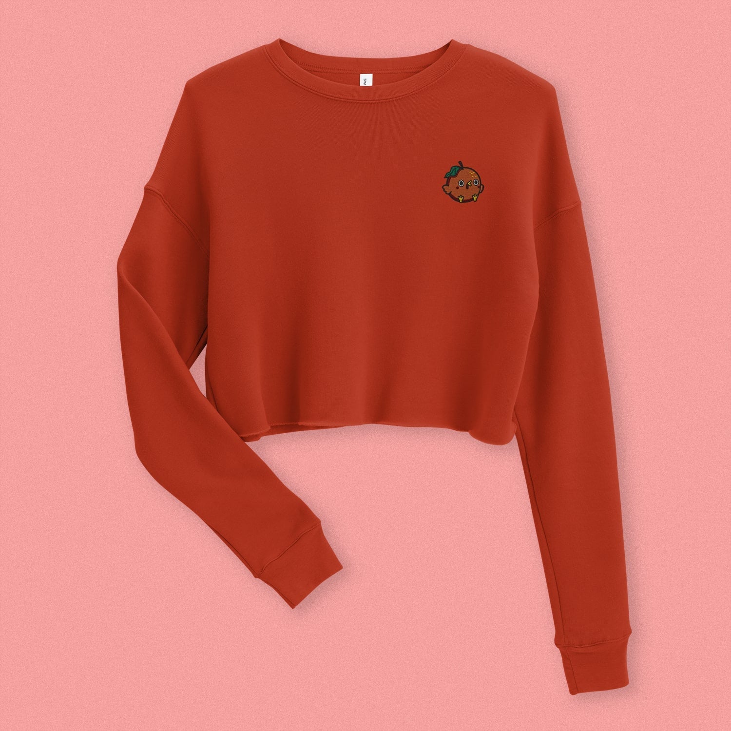 Orange Chicken Embroidered Crop Sweatshirt - Ni De Mama Chinese Clothing