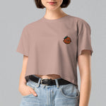 Load image into Gallery viewer, Orange Chicken Embroidered Crop T-Shirt - Ni De Mama Chinese Clothing
