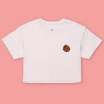 Load image into Gallery viewer, Orange Chicken Embroidered Crop T-Shirt - Ni De Mama Chinese Clothing
