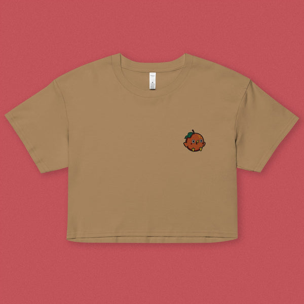 Orange Chicken Embroidered Crop T-Shirt - Ni De Mama Chinese Clothing