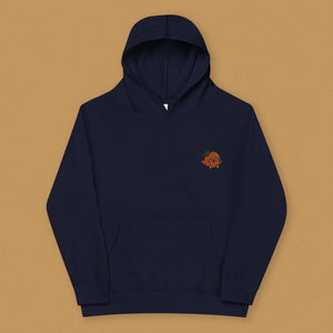 Orange Chicken Embroidered Kids Hoodie - Ni De Mama Chinese - Inspired Clothing | Navy Blue , S