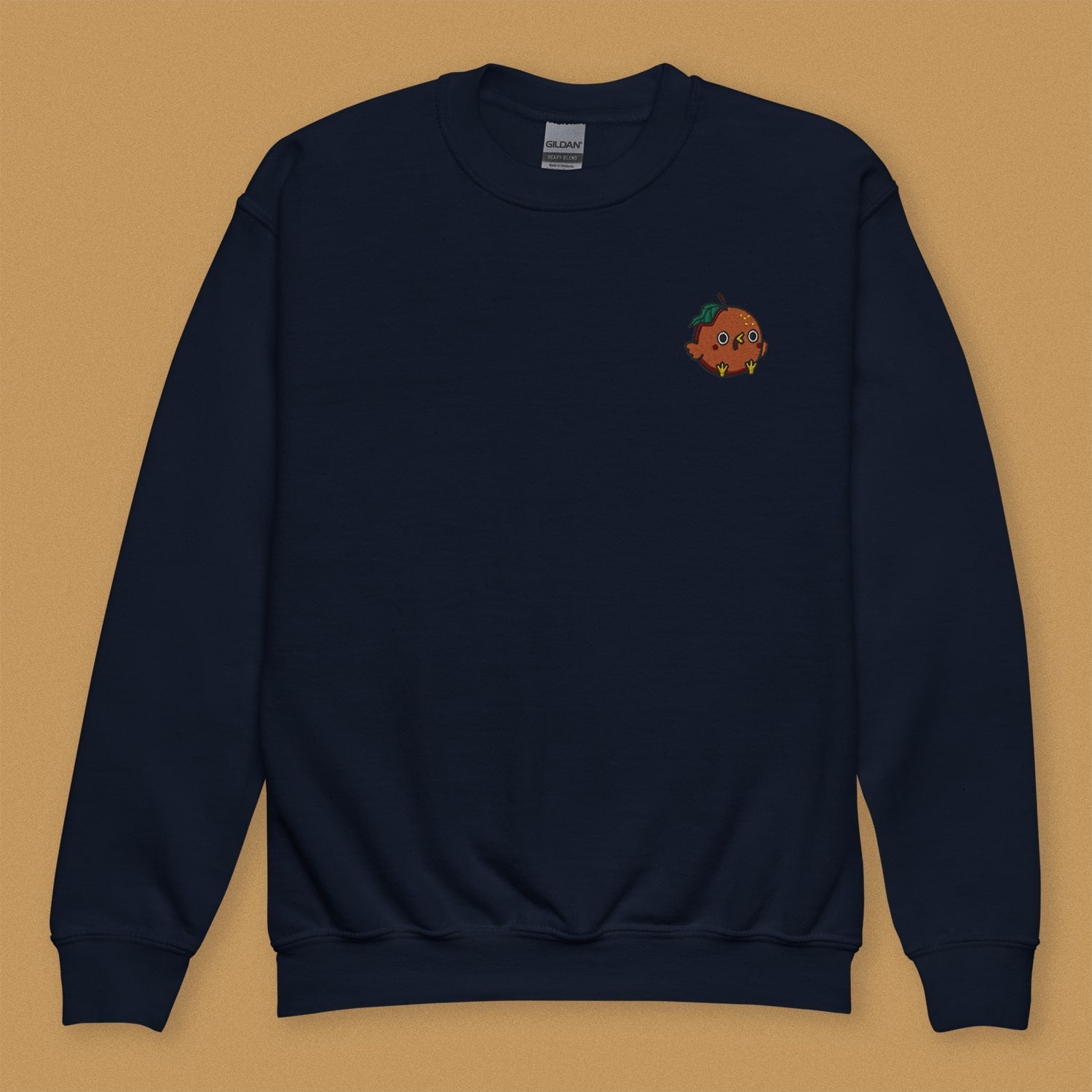 Orange Chicken Embroidered Kids Sweatshirt - Ni De Mama Chinese - Inspired Clothing | Navy Blue , XS