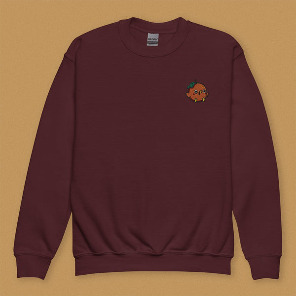 Orange Chicken Embroidered Kids Sweatshirt - Ni De Mama Chinese - Inspired Clothing | Maroon , XS