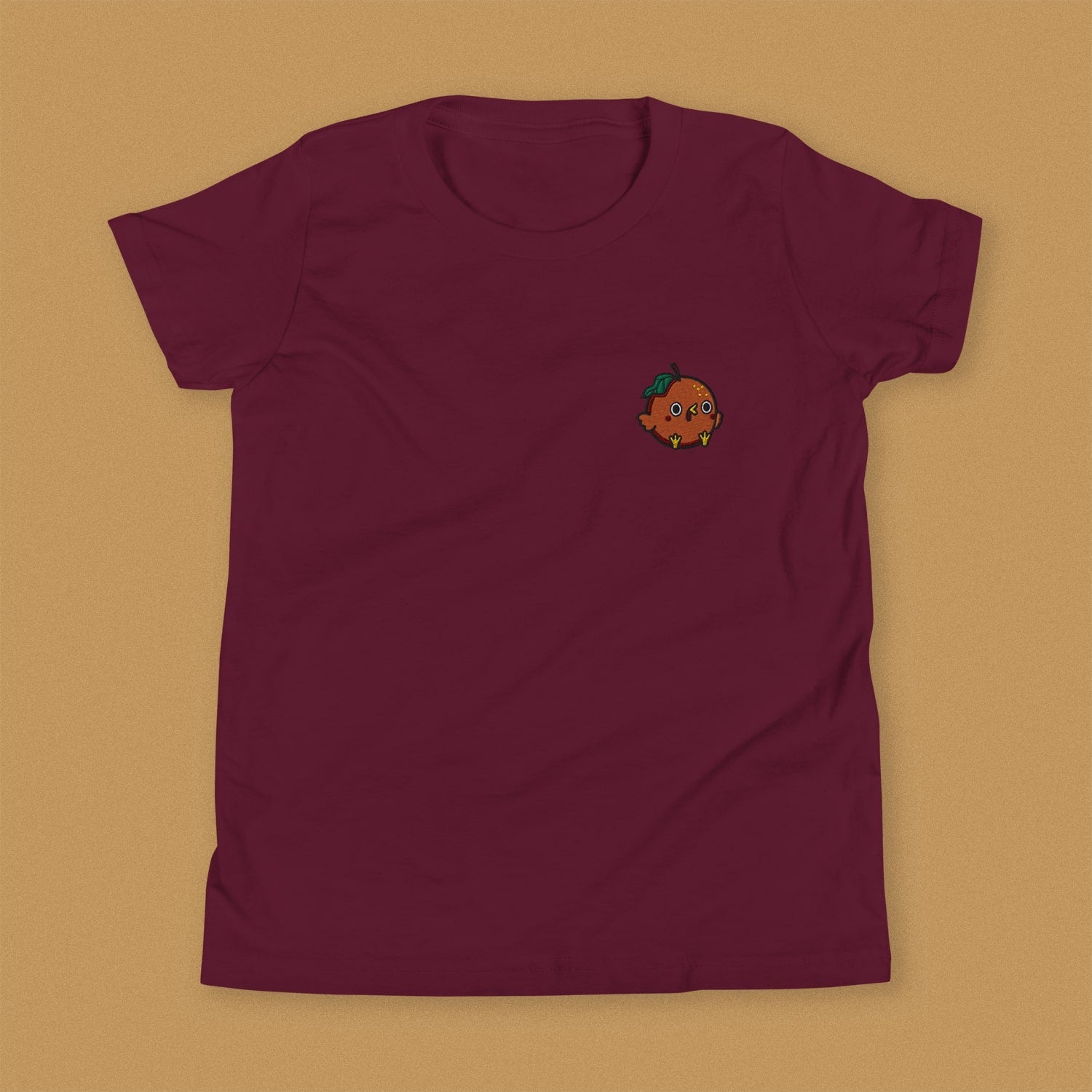 Orange Chicken Embroidered Kids T-Shirt - Ni De Mama Chinese - Inspired Clothing | Maroon , S