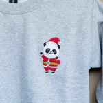 Load image into Gallery viewer, Panda Santa Embroidered Kids Sweatshirt / Sample (Final Sale) - Ni De Mama Chinese - Inspired Clothing | Heather Grey , XS
