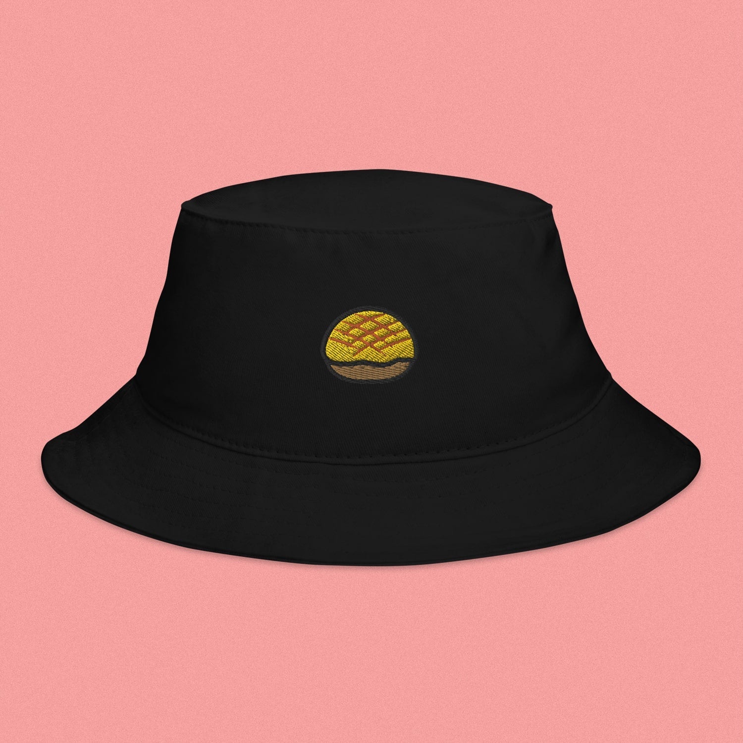 Pineapple Bun Embroidered Bucket Hat - Ni De Mama Chinese - Inspired Clothing | Black ,