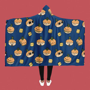 Pineapple Bun Hooded Blanket - Ni De Mama Chinese - Inspired Clothing | Navy Blue ,