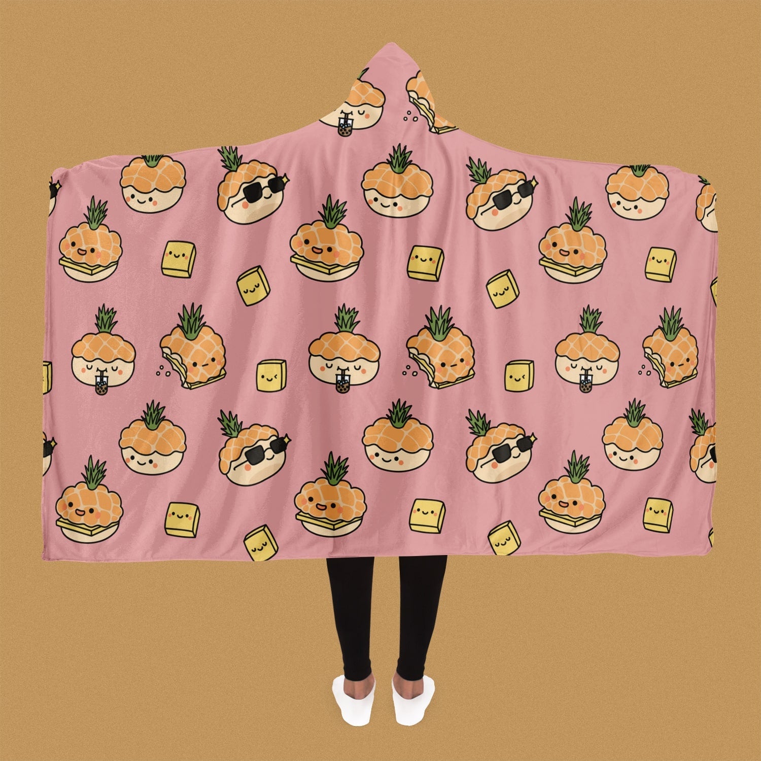 Pineapple Bun Hooded Blanket - Ni De Mama Chinese - Inspired Clothing | Pink ,