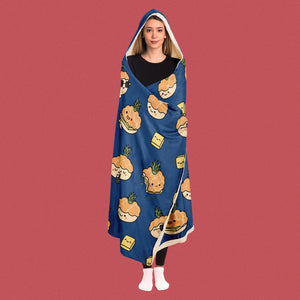 Pineapple Bun Hooded Blanket - Ni De Mama Chinese - Inspired Clothing | Sky Blue ,