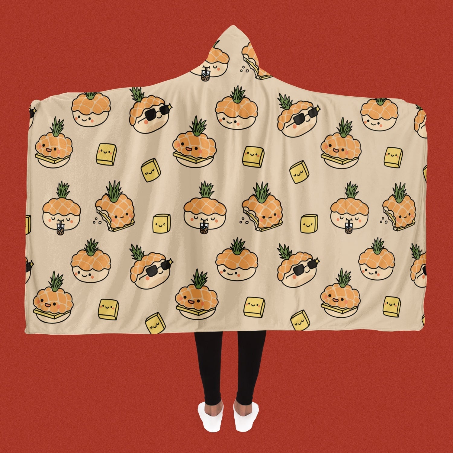 Pineapple Bun Hooded Blanket - Ni De Mama Chinese - Inspired Clothing | Soft Cream ,