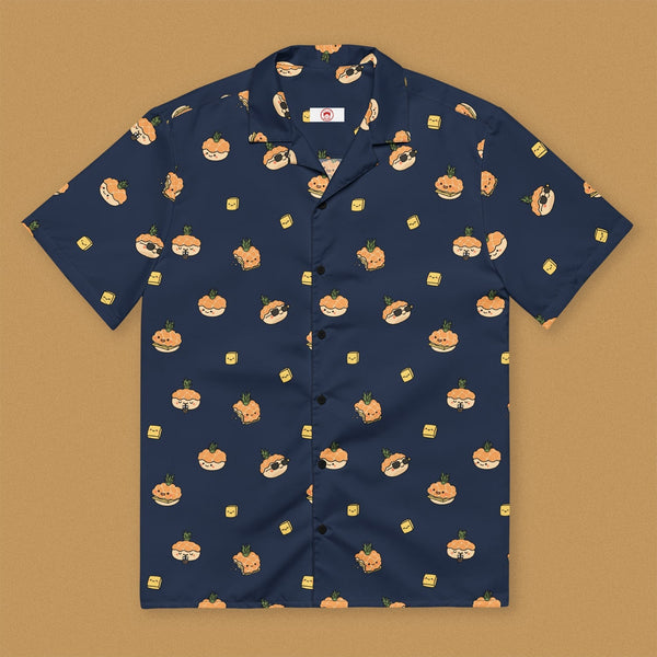 Pineapple Bun Short Sleeve Button Up Shirt (Oversized) - Ni De Mama Chinese Clothing