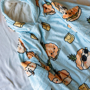 Pineapple Bun Snug Blanket Hoodie / Sample (Final Sale) - Ni De Mama Chinese - Inspired Clothing | Sky Blue ,