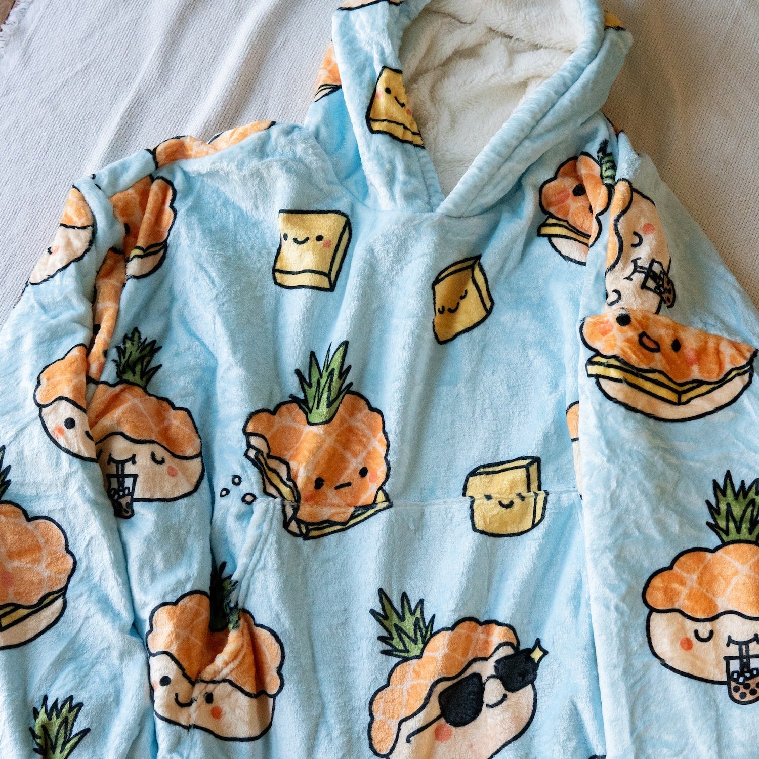 Pineapple Bun Snug Blanket Hoodie / Sample (Final Sale) - Ni De Mama Chinese - Inspired Clothing | Sky Blue ,