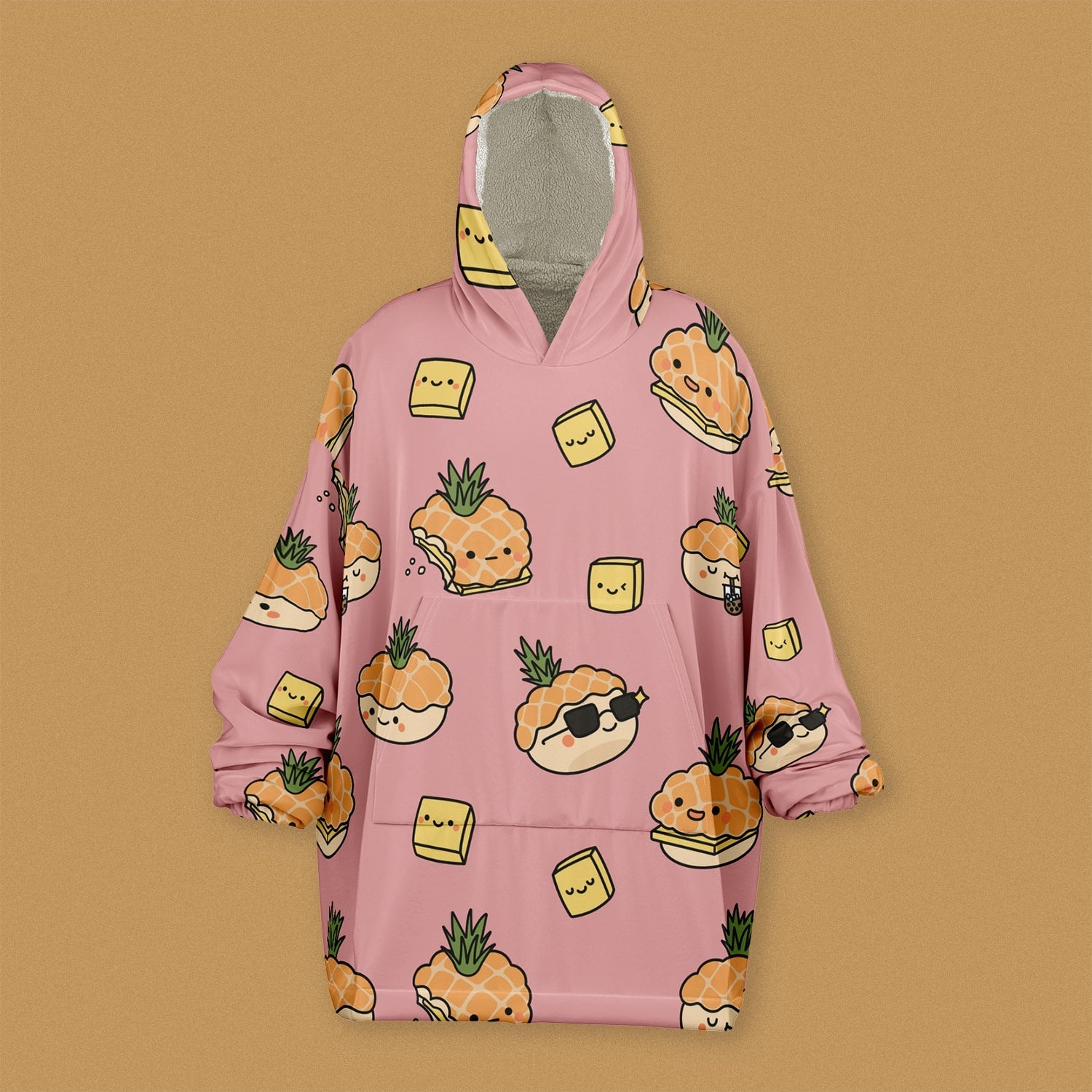 Pineapple Bun Snug Blanket Hoodie - Ni De Mama Chinese - Inspired Clothing | Pink ,