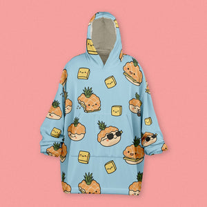 Pineapple Bun Snug Blanket Hoodie - Ni De Mama Chinese - Inspired Clothing | Sky Blue ,