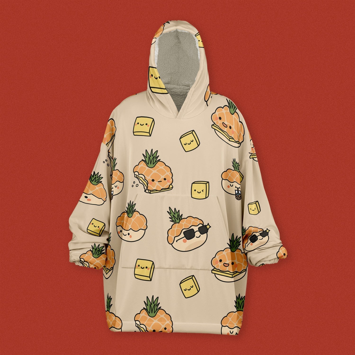 Pineapple Bun Snug Blanket Hoodie - Ni De Mama Chinese - Inspired Clothing | Soft Cream ,